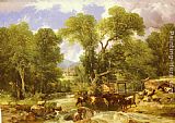 Thomas Sidney Cooper A Wooded Ford painting